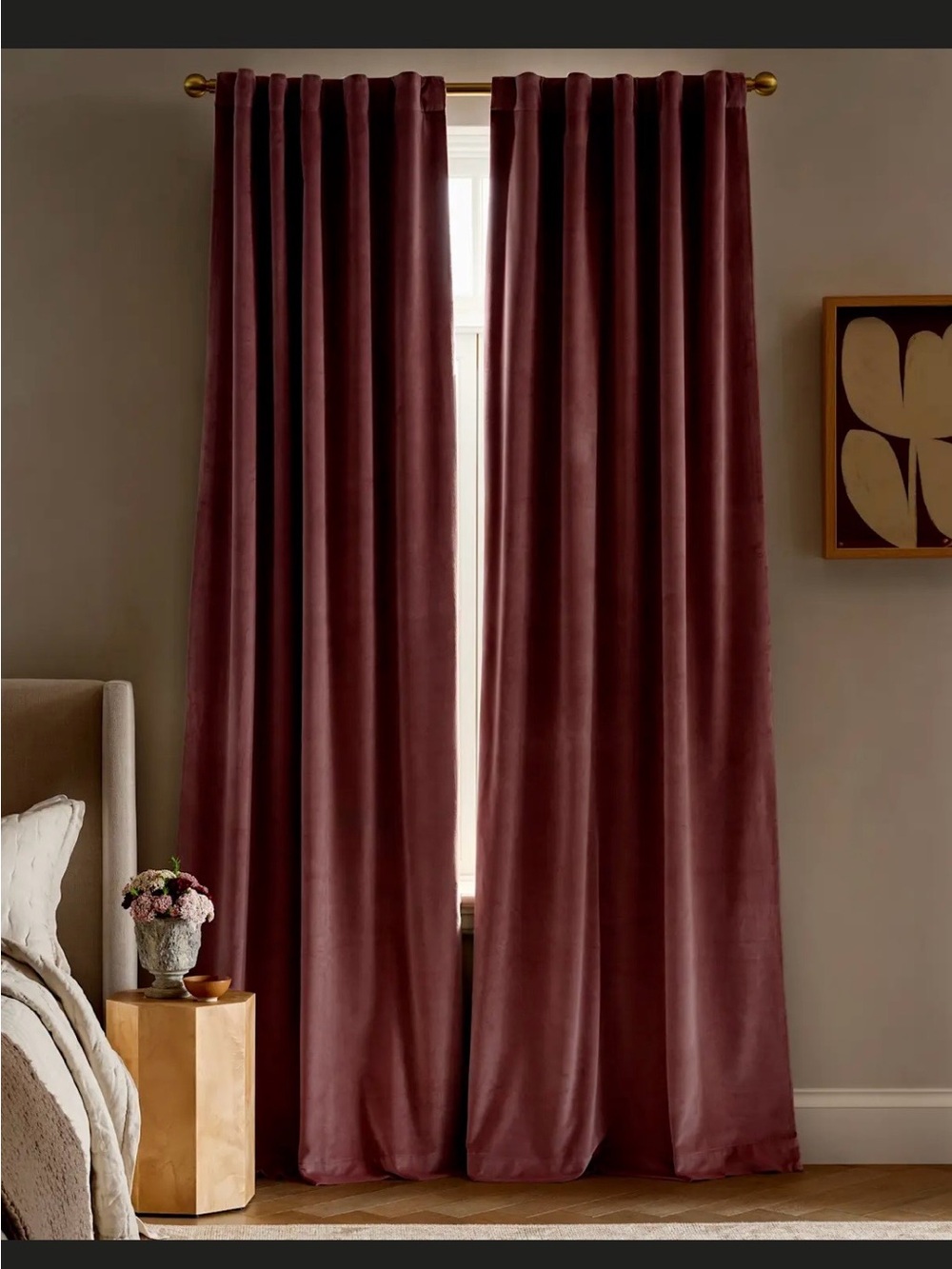 TWO Quince Cotton Velvet Blackout Mauve Curtains Panels 48" x 96" NWOT (read)